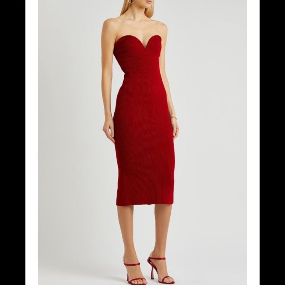 NWT Galvan London THALIA BUSTIER DRESS - RED Small